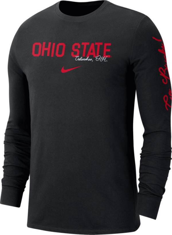 Nike Men's Ohio State Buckeyes Black Cotton Varsity Game Long Sleeve T ...