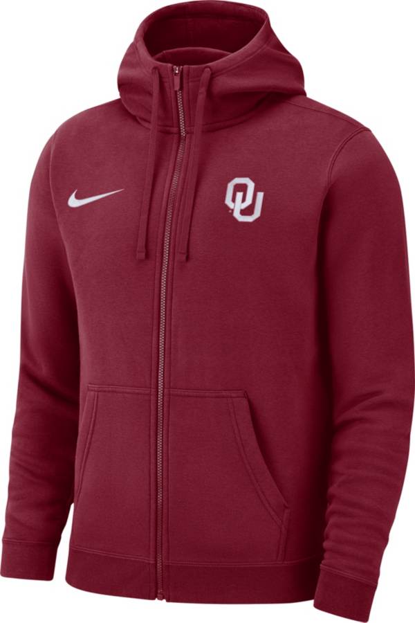 Nike Men s Oklahoma Sooners Crimson Club Fleece Full Zip Hoodie