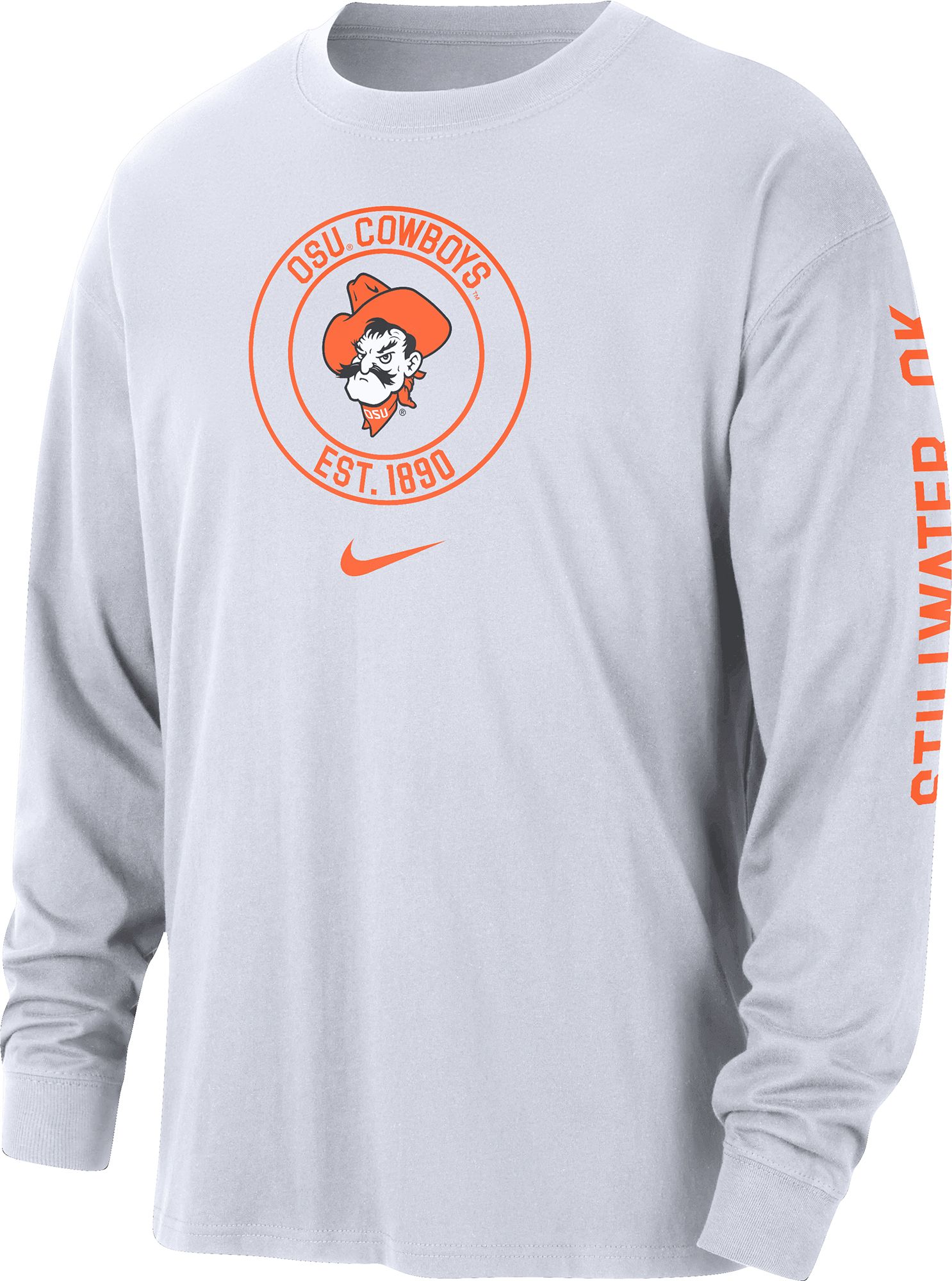 Nike Men's Oklahoma State Cowboys White Max90 Heritage Long Sleeve T-Shirt