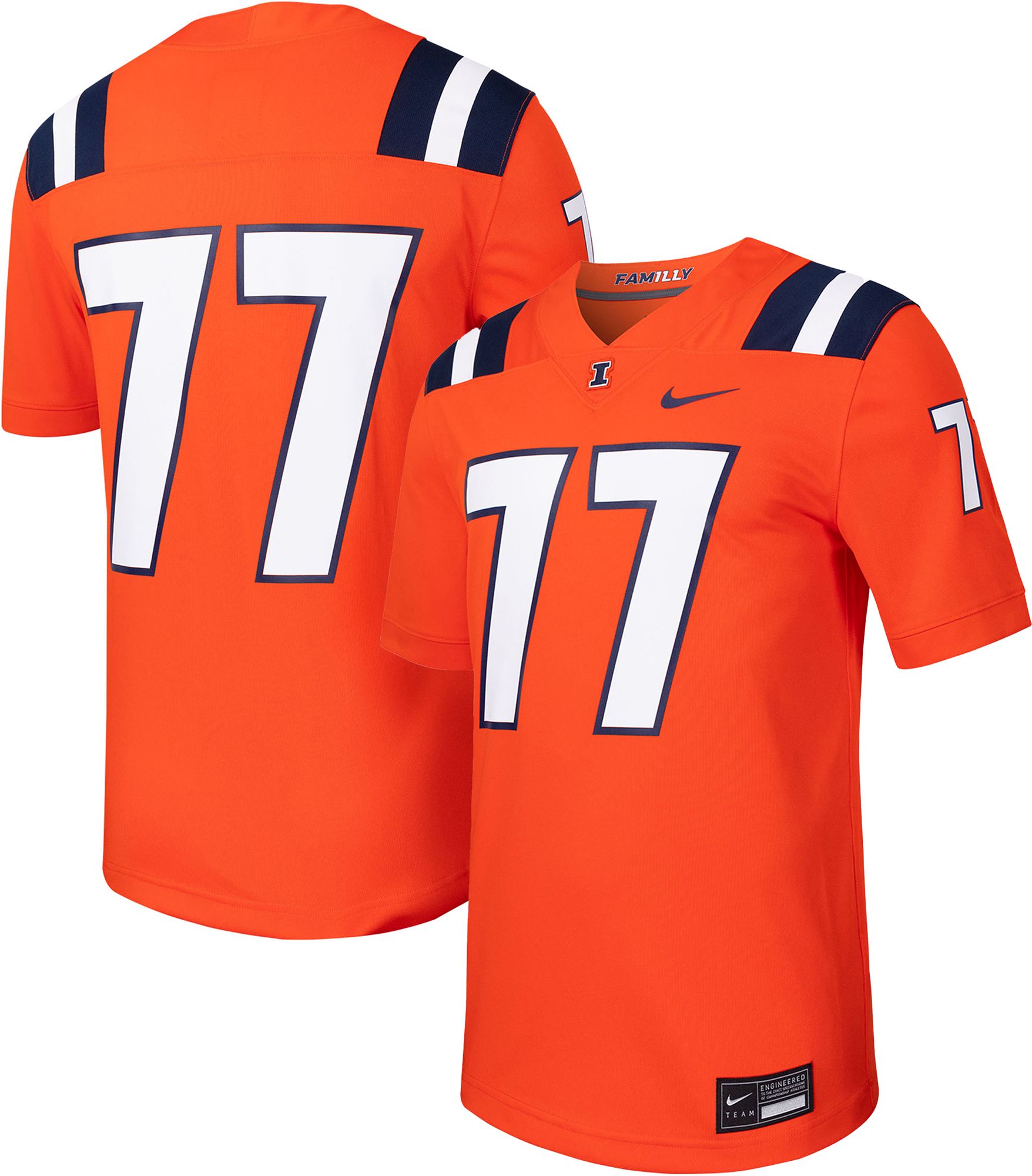 Nike Men's Illinois Fighting Illini #77 Orange Replica Alternate Football Jersey product image