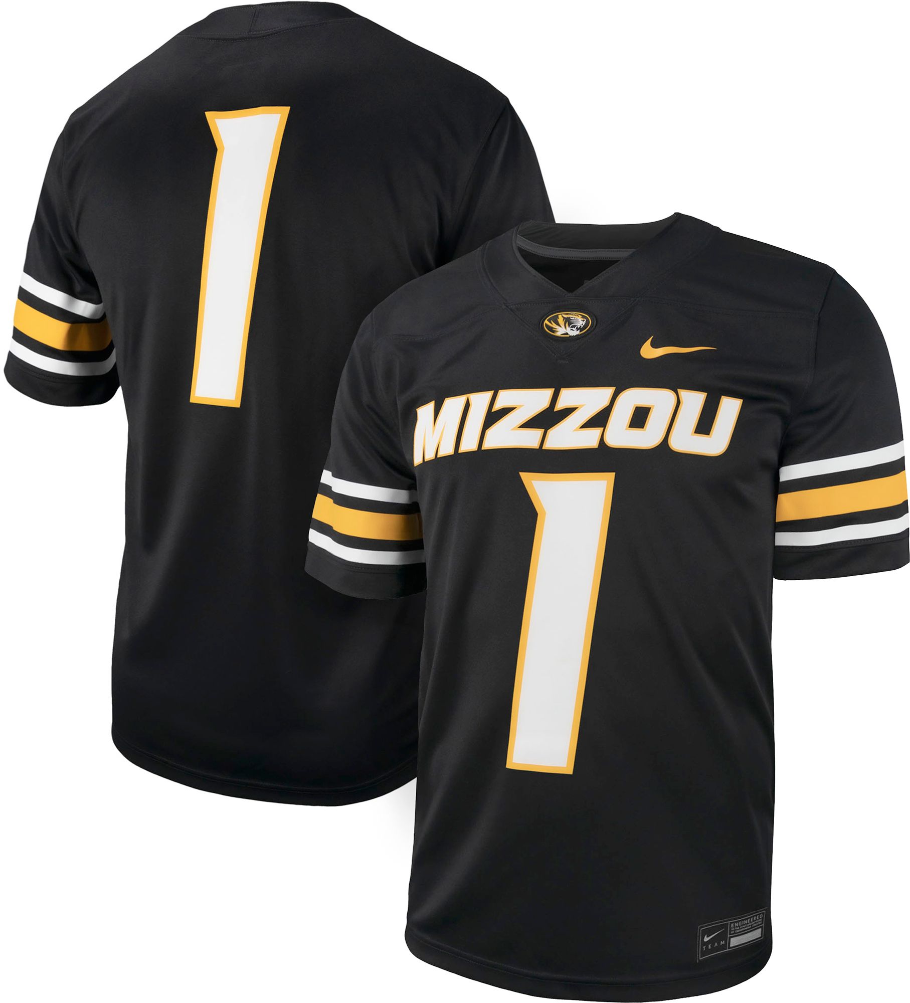 Nike Men's Missouri Tigers #1 Black Replica Home Football Jersey product image