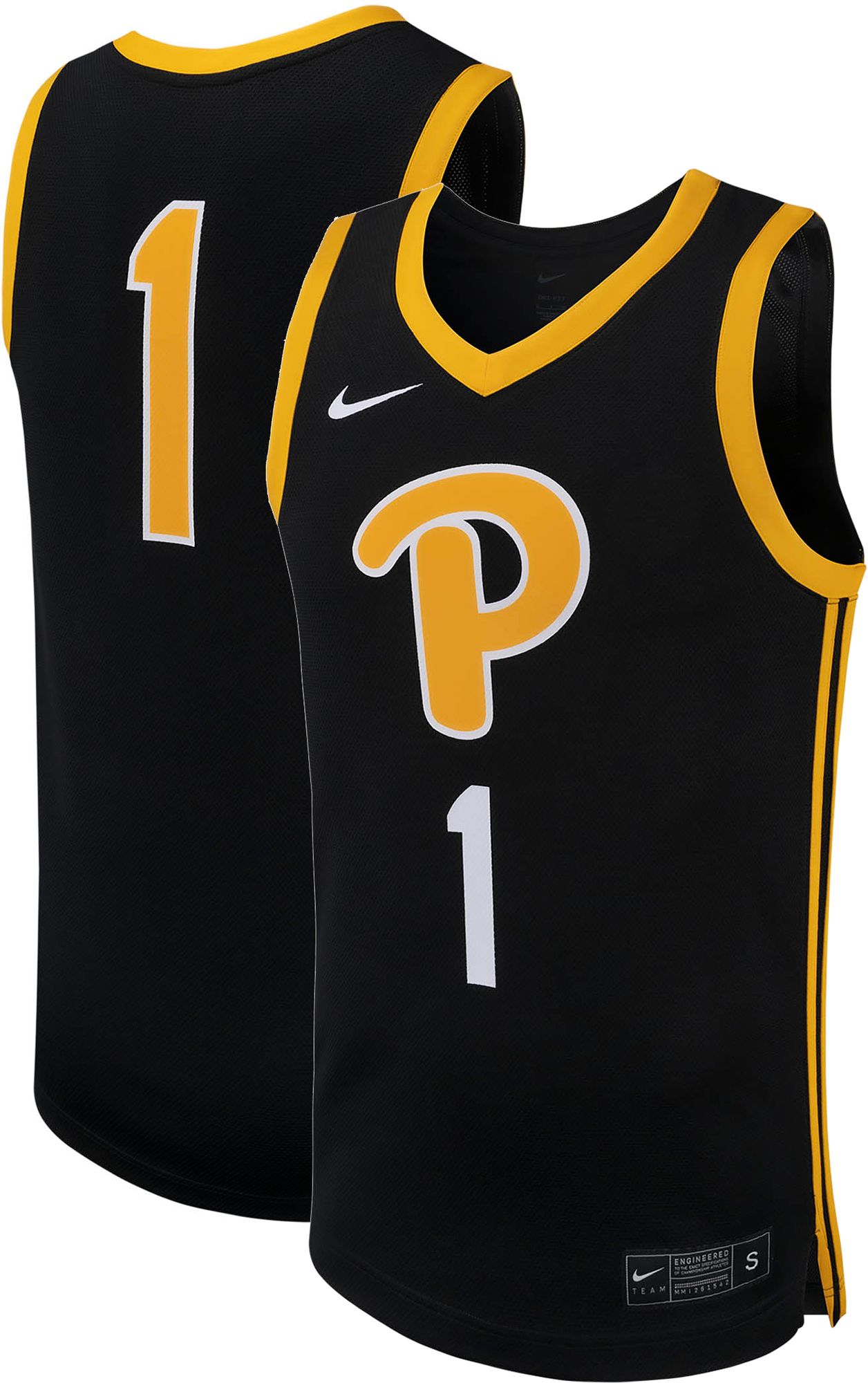 Nike Men's Pitt Panthers #1 Black Alternate Replica Basketball Jersey product image