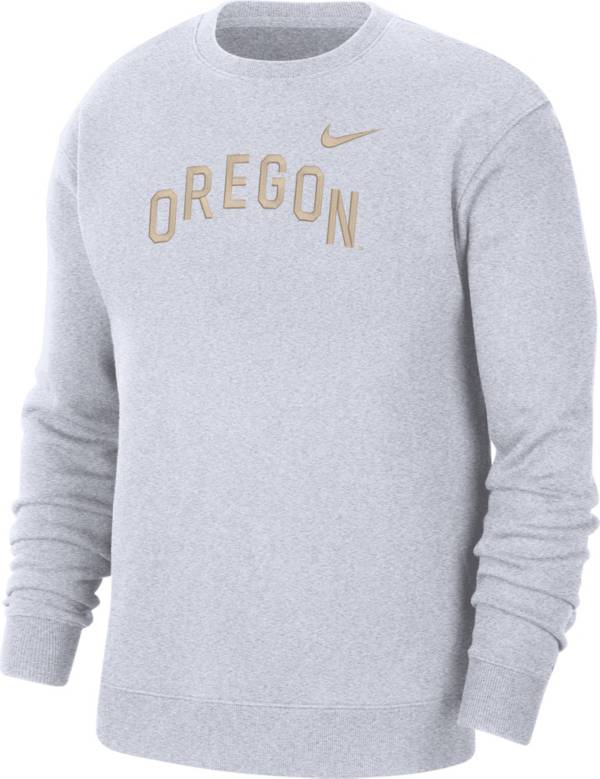 Nike Men's Oregon Ducks White Club Fleece Arch Word Crew Neck Sweatshirt