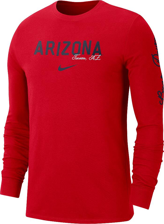 Nike Men's Arizona Wildcats Cardinal Cotton Varsity Game Long Sleeve T-Shirt, Medium, Red