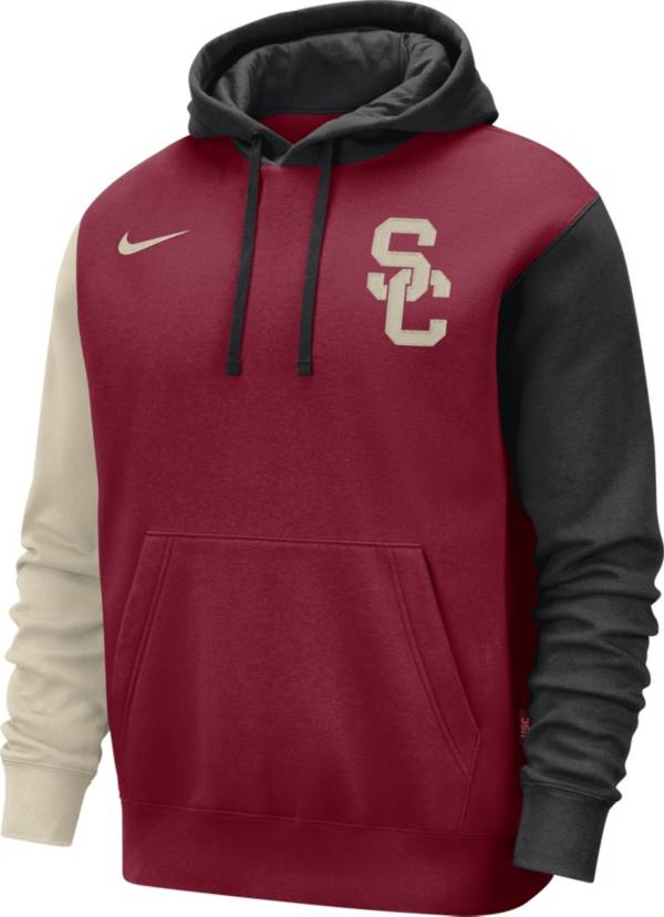 Nike Men s USC Trojans Cardinal Colorblock Club Fleece College Pullover Hoodie