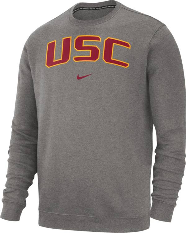 Nike Men's USC Trojans Grey Club Fleece Crew Neck Sweatshirt | Dick's ...