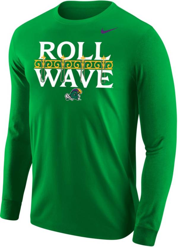 Nike Men's Tulane Green Wave Green 'Roll Wave' Long Sleeve T-Shirt product image