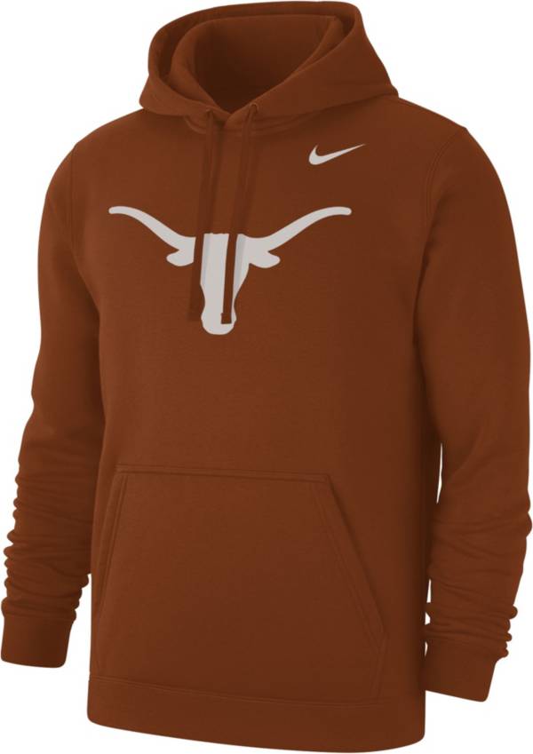 Nike Men's Texas Longhorns Burnt Orange Logo Club Fleece Pullover Hoodie