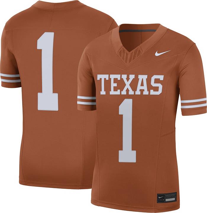 Men's Nike #1 Burnt Orange Texas Longhorns Replica Jersey
