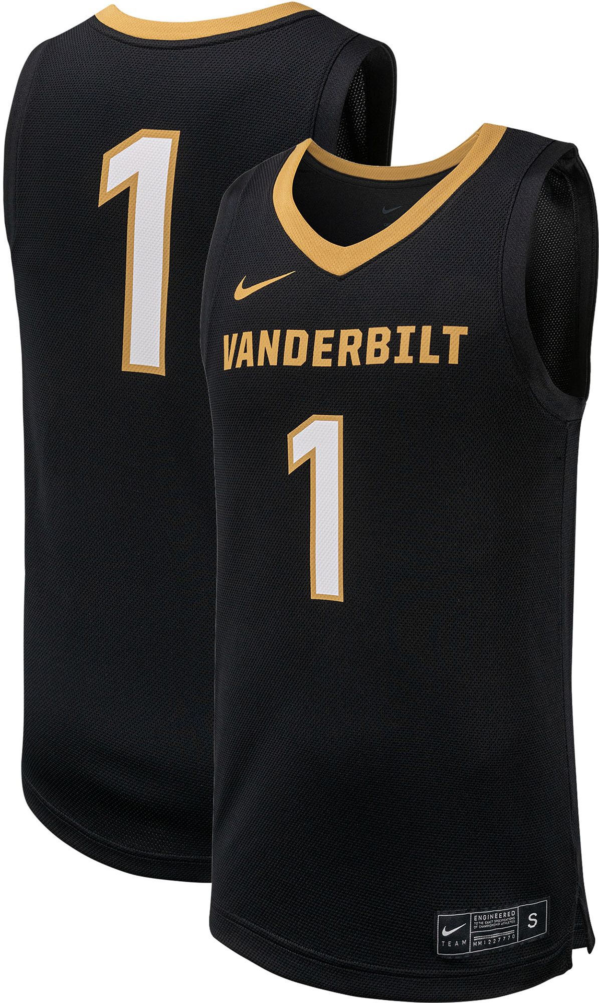 Nike Men's Vanderbilt Commodores #1 Black Replica Basketball Jersey