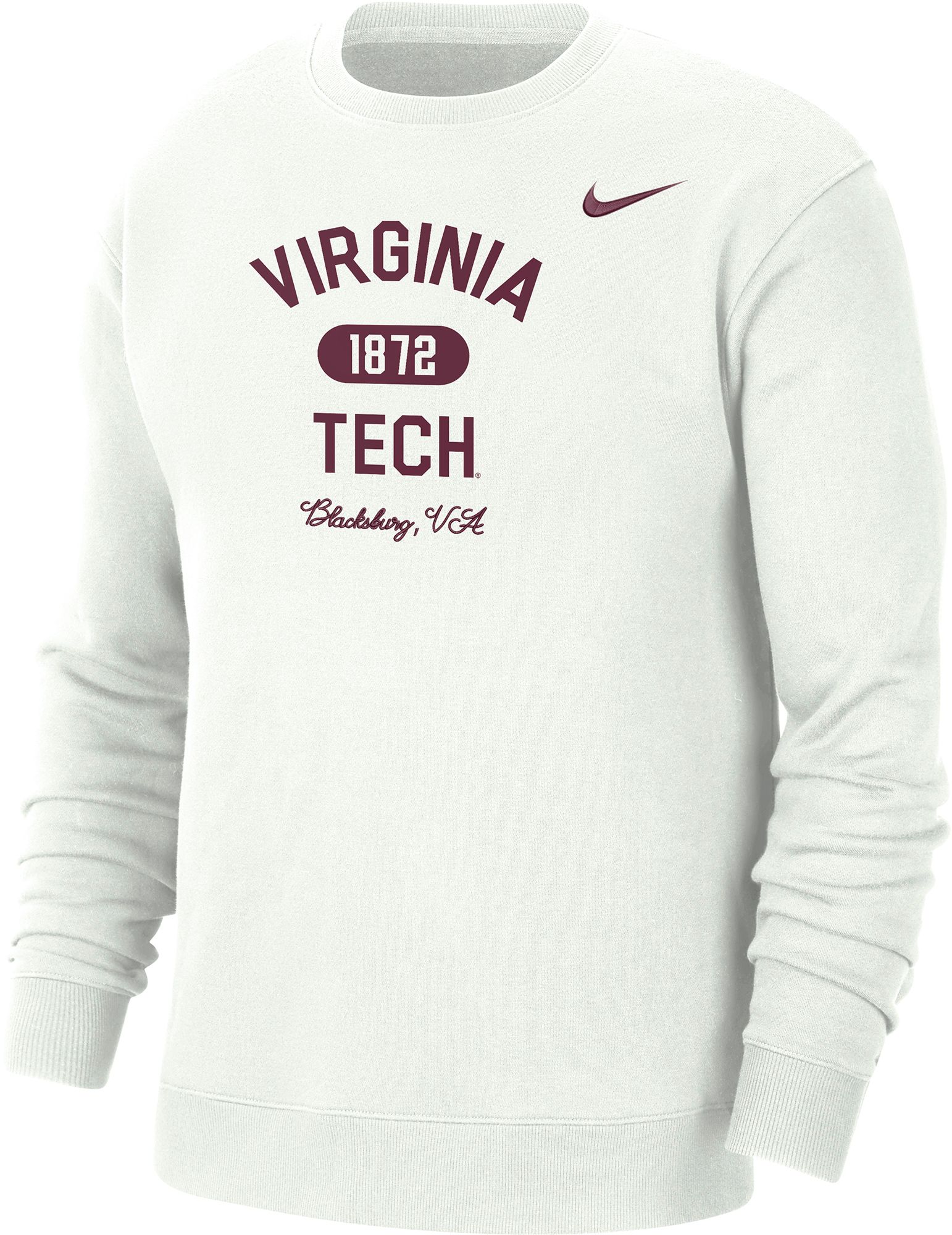 Nike Men's Virginia Tech Hokies White Everyday Campus Crew Neck Sweatshirt