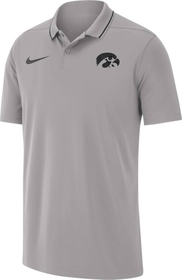 Nike Men s Iowa Hawkeyes Grey Dri FIT Coaches Polo Dick s