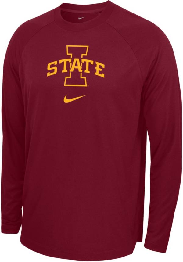 Nike Men s Iowa State Cyclones Cardinal Spotlight Basketball Dri FIT Long Sleeve Shirt