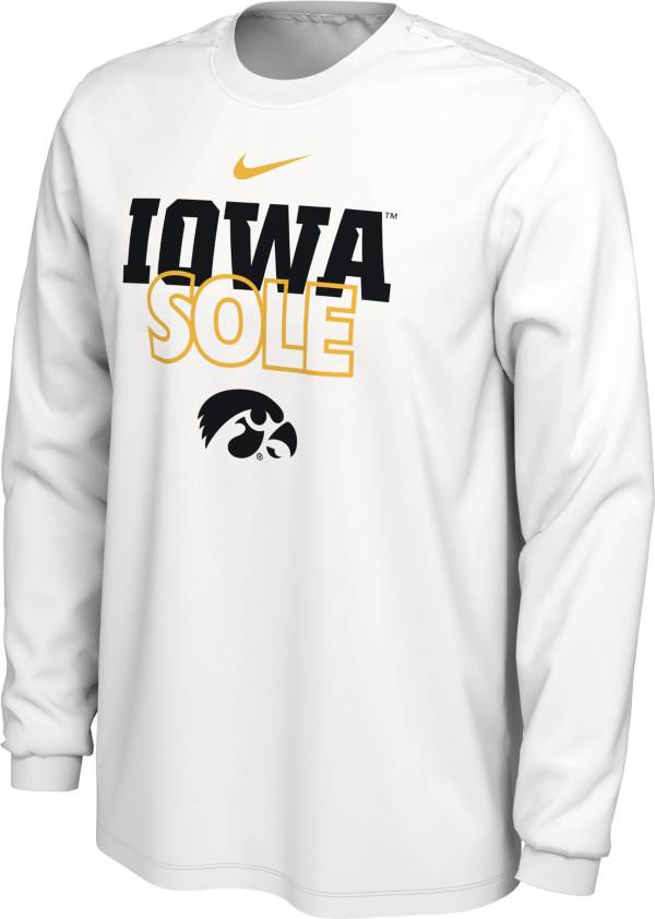 Nike Iowa Hawkeyes White 2023 March Madness Basketball Iowa Sole Long Sleeve Bench T-Shirt product image