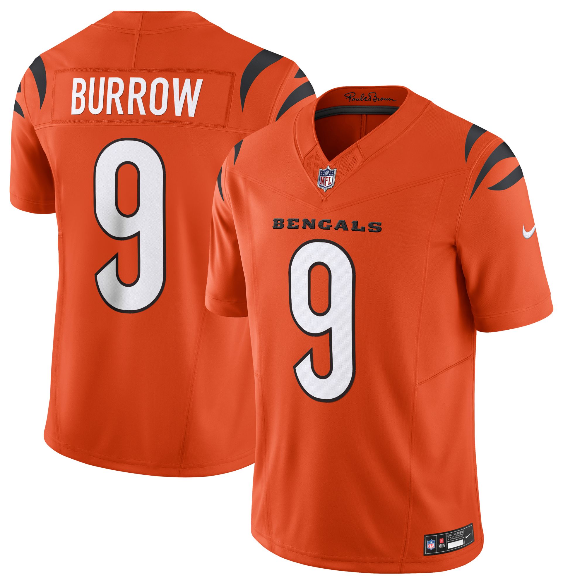 Nike Men's Cincinnati Bengals Joe Burrow #9 Vapor F.U.S.E. University Orange Limited Jersey product image