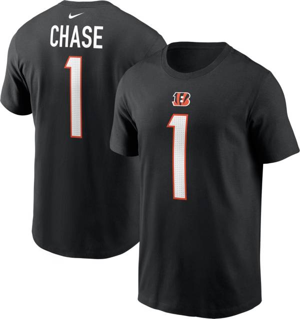 Nike Men's Cincinnati Bengals Ja'Marr Chase #1 T-Shirt - Black - XXL Each