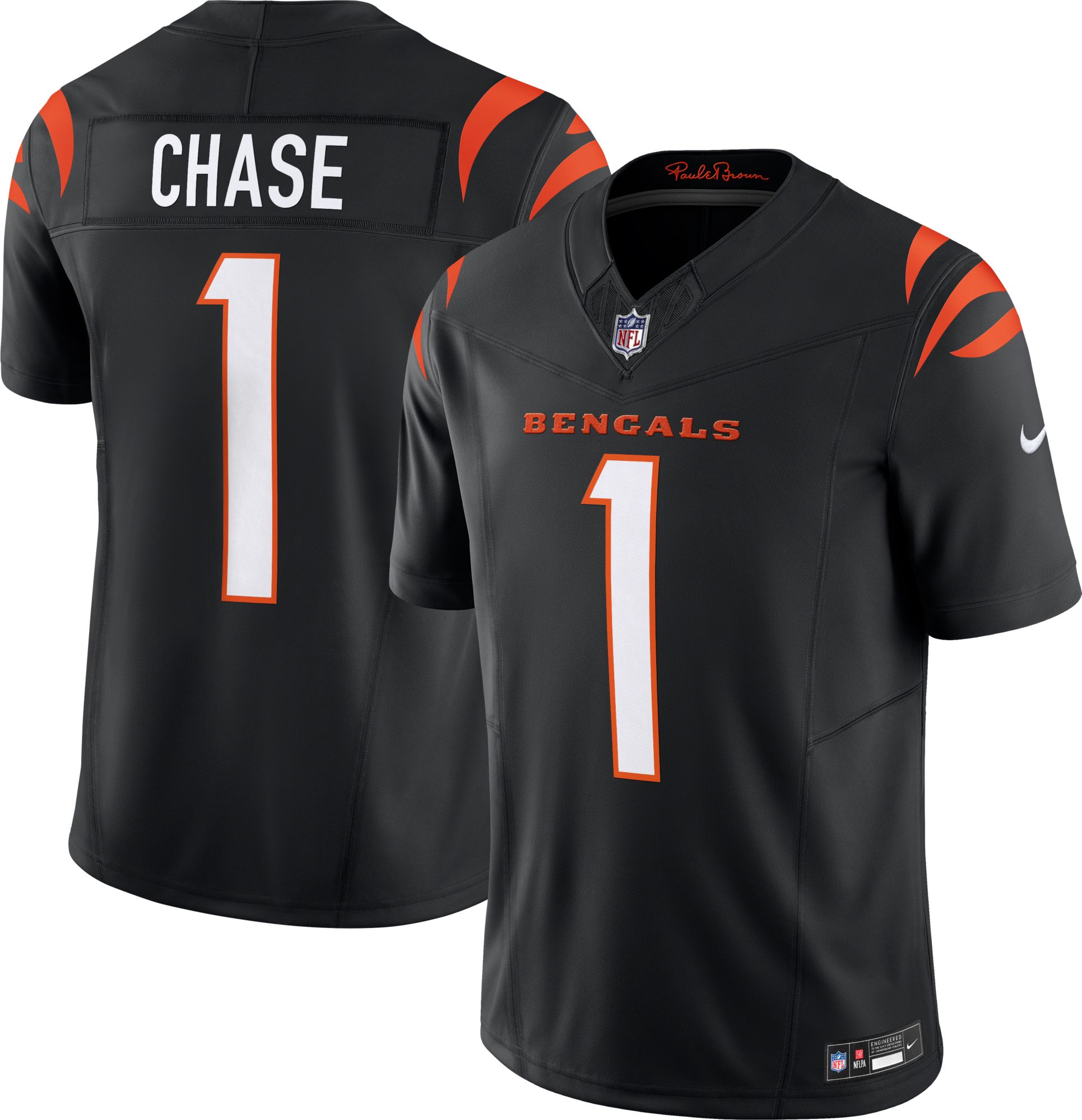 Nike Men's Cincinnati Bengals Ja'Marr Chase #1 Vapor F.U.S.E. Black Limited Jersey product image
