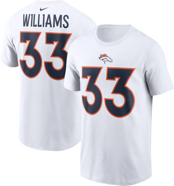 Nike Men's Denver Broncos Javonte Williams #33 White T-Shirt