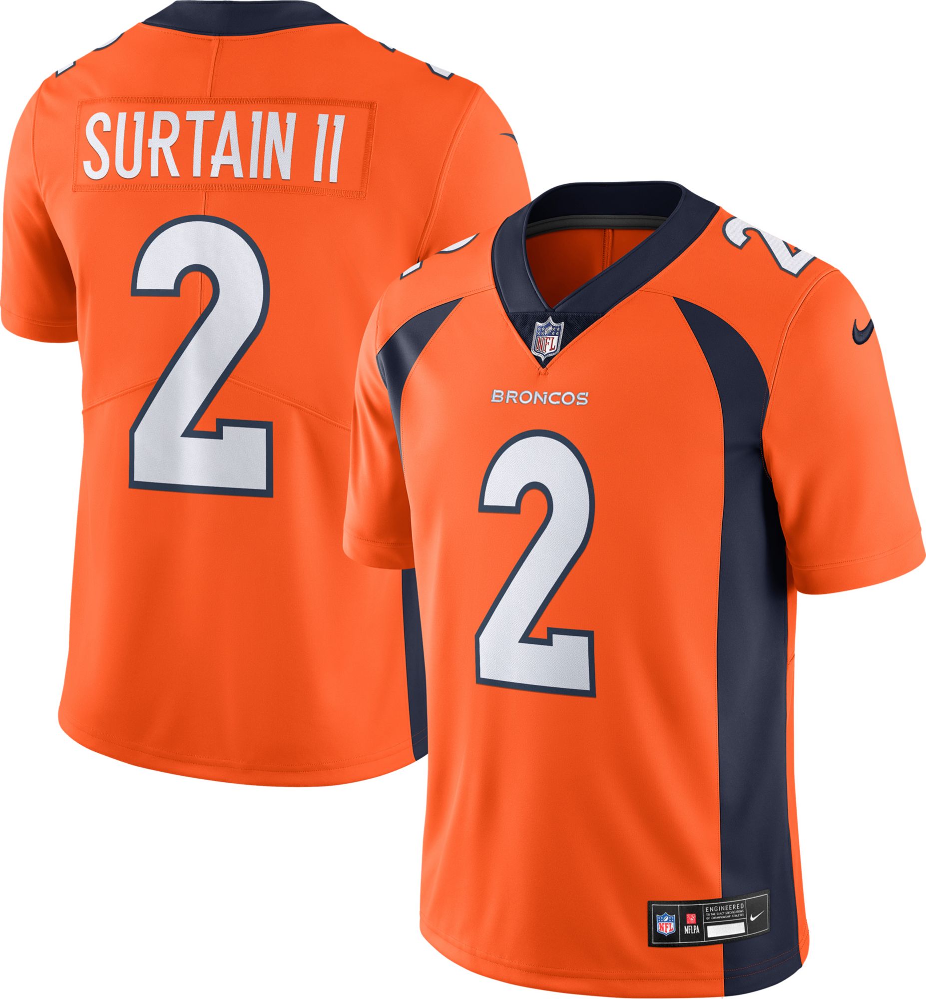 Nike Men's Denver Broncos Patrick Surtain II #2 Vapor Untouchable Orange Limited Jersey product image