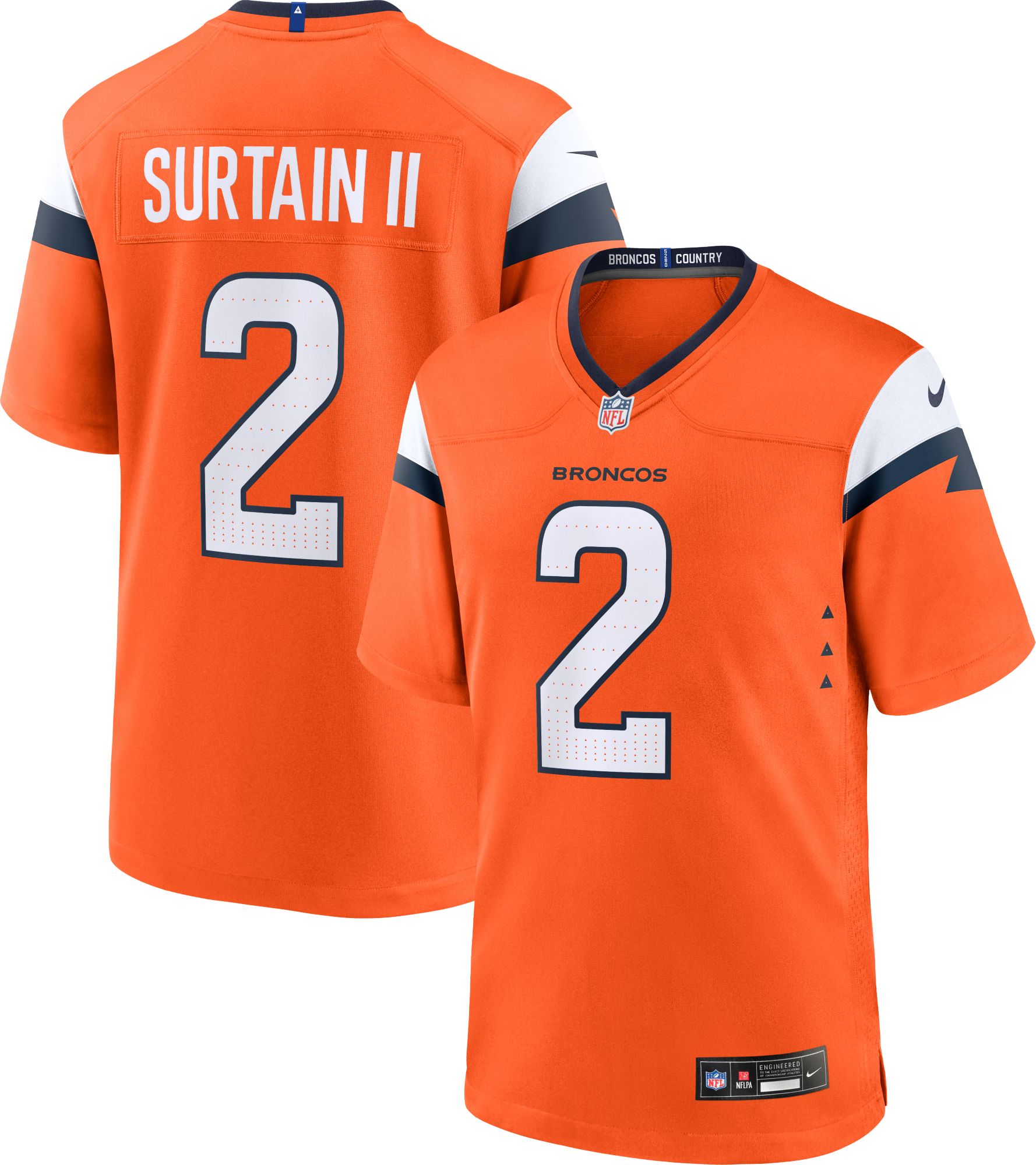 Nike Men's Denver Broncos Patrick Surtain II #2 Orange Game Jersey