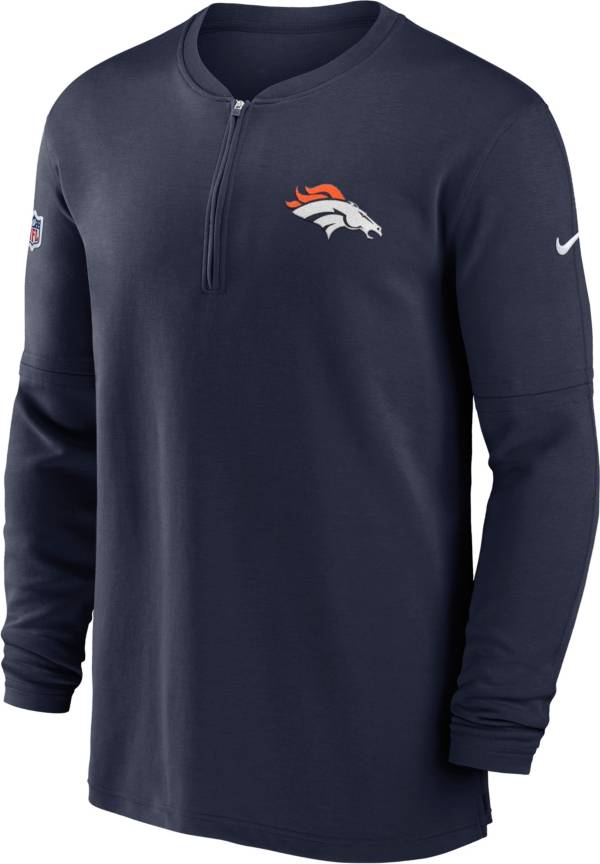 Nike Men's Denver Broncos Sideline Navy Half-Zip Long Sleeve Top | Dick ...