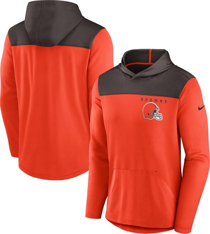 Nike Men's Cleveland Browns Alternate Orange Hooded Long Sleeve T-Shirt