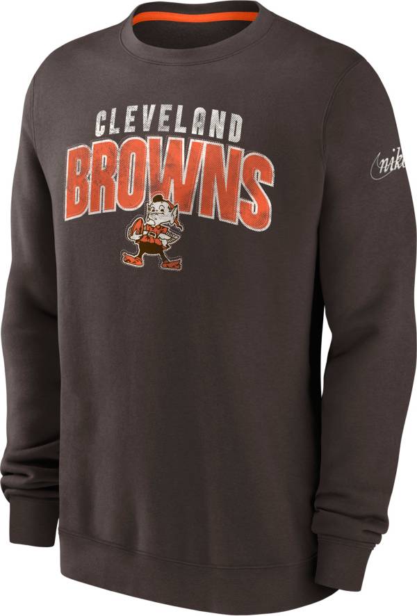 Nike Men's Cleveland Browns Rewind Shout Brown Crew Sweatshirt