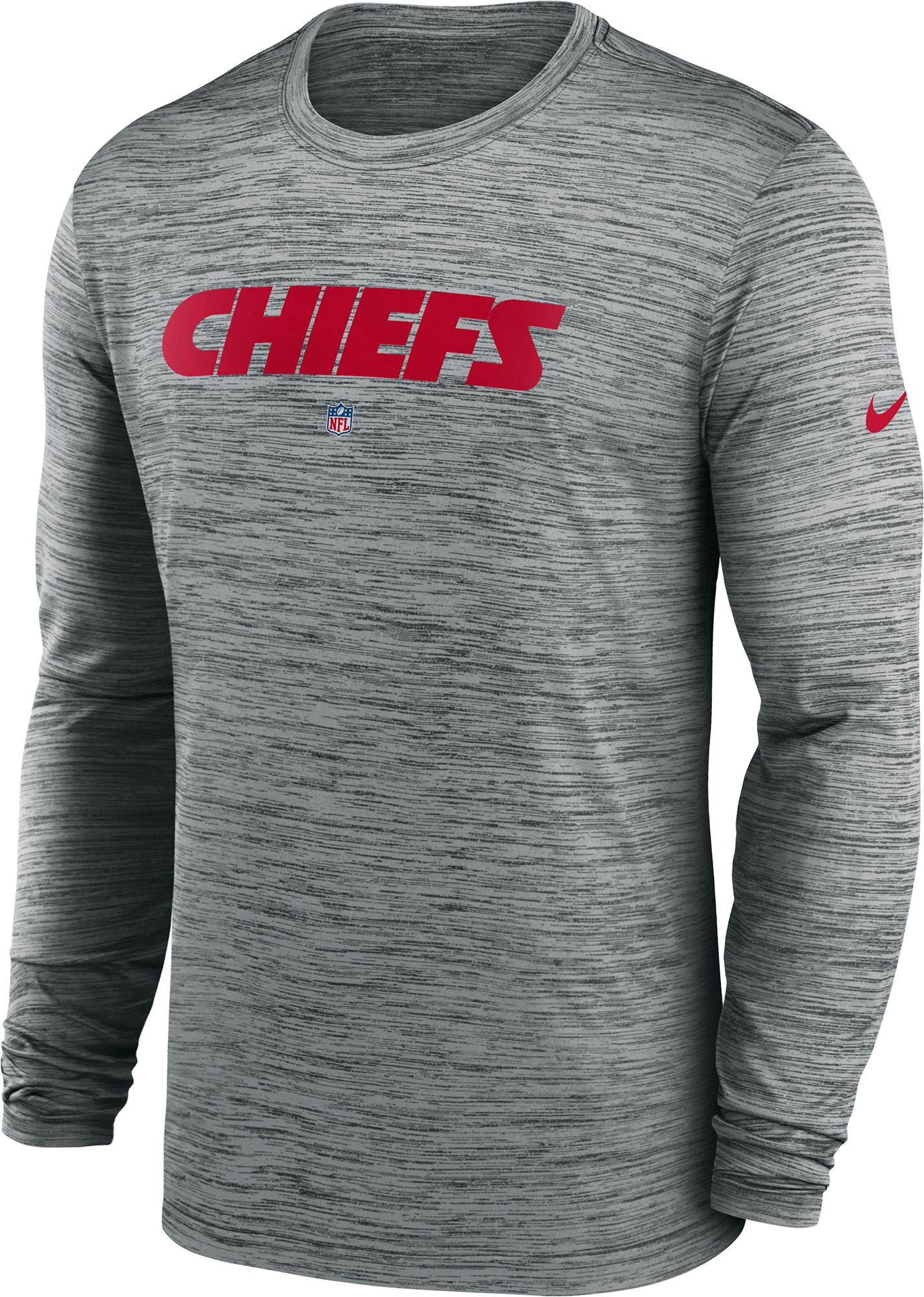 Nike Men's Kansas City Chiefs Sideline Velocity Dark Grey Heather Long Sleeve T-Shirt