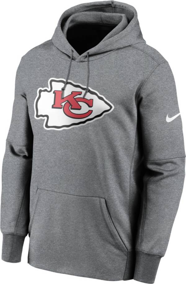 Nike Men's Kansas City Chiefs Logo Therma-FIT Grey Hoodie
