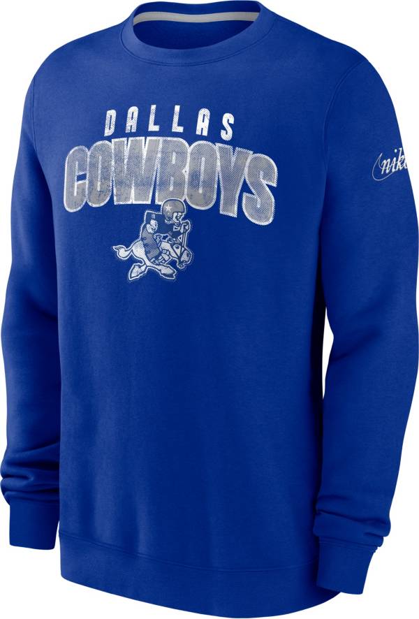 Nike Men's Dallas Cowboys Rewind Shutout Royal Crew Sweatshirt
