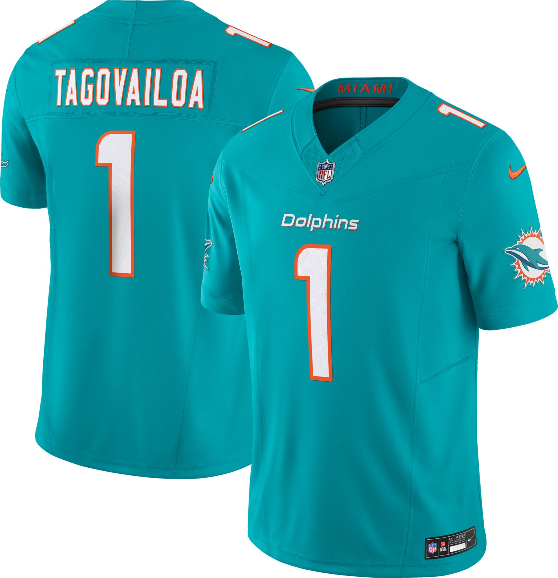 Nike Men's Miami Dolphins Tua Tagovailoa #1 Vapor F.U.S.E. Aqua Limited Jersey product image