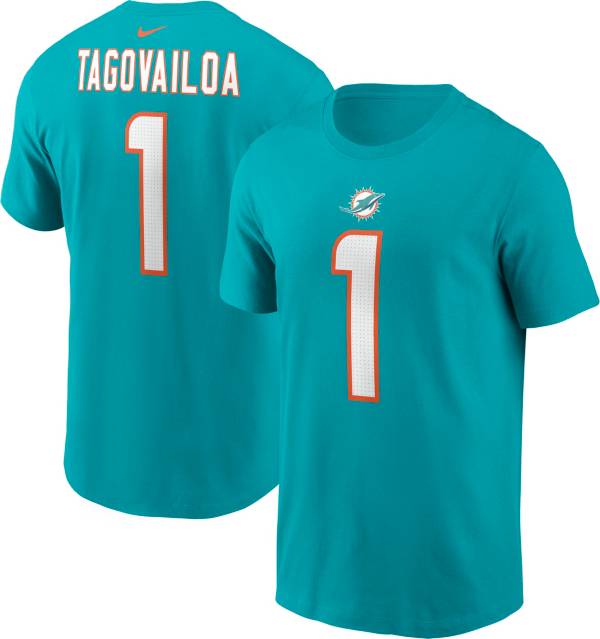 Nike Men's Miami Dolphins Tua Tagovailoa #1 Aqua T-Shirt