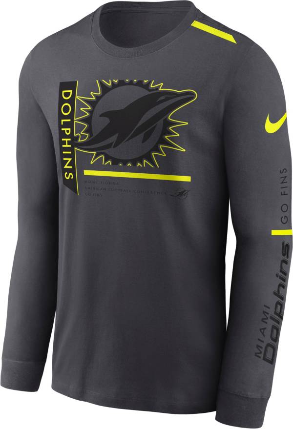 Nike Men's Miami Dolphins 2023 Volt Dri-FIT Anthracite Long Sleeve T ...
