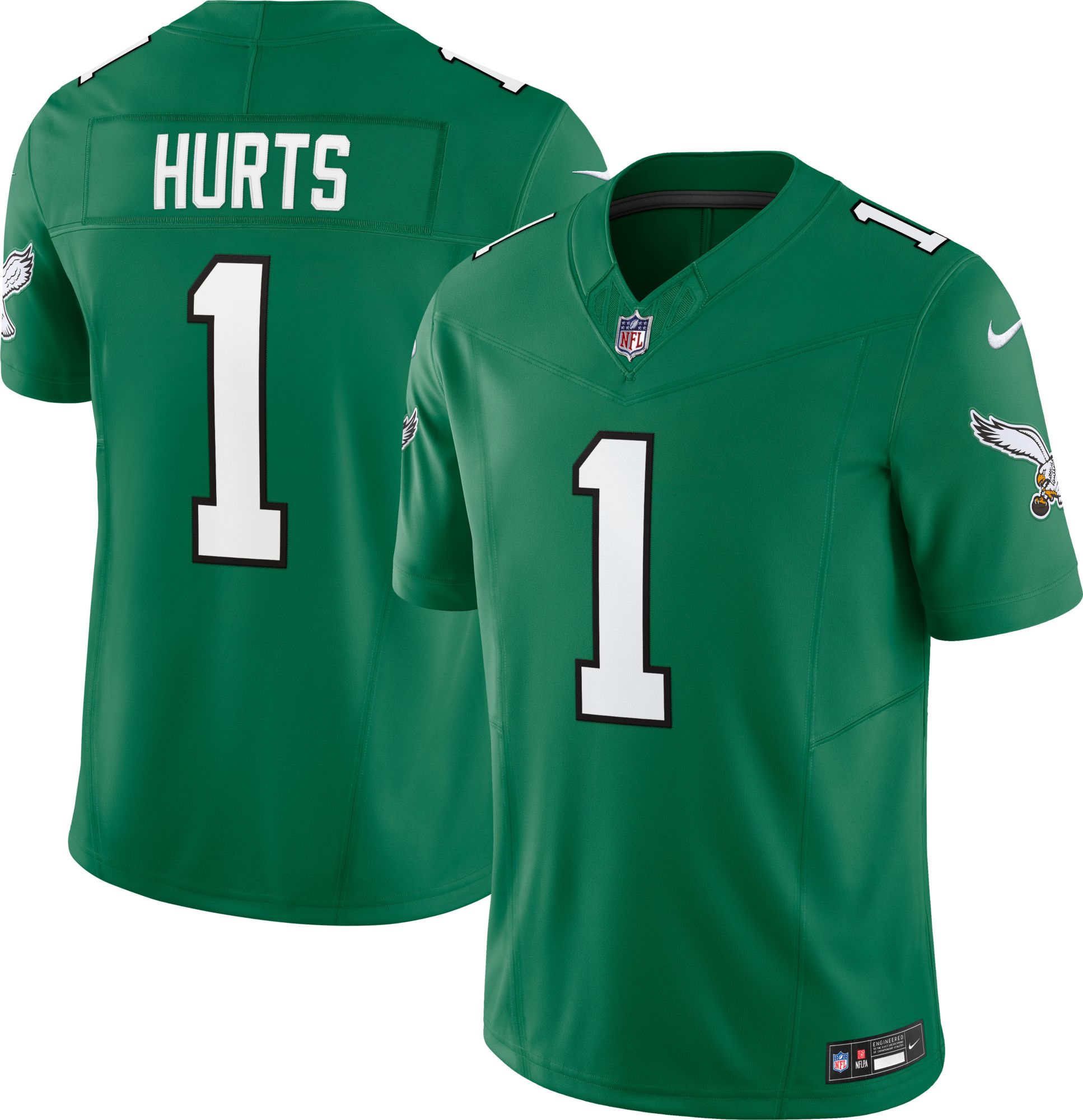 Nike Men's Philadelphia Eagles Jalen Hurts #1 Vapor F.U.S.E. Alternate Kelly Green Limited Jersey product image