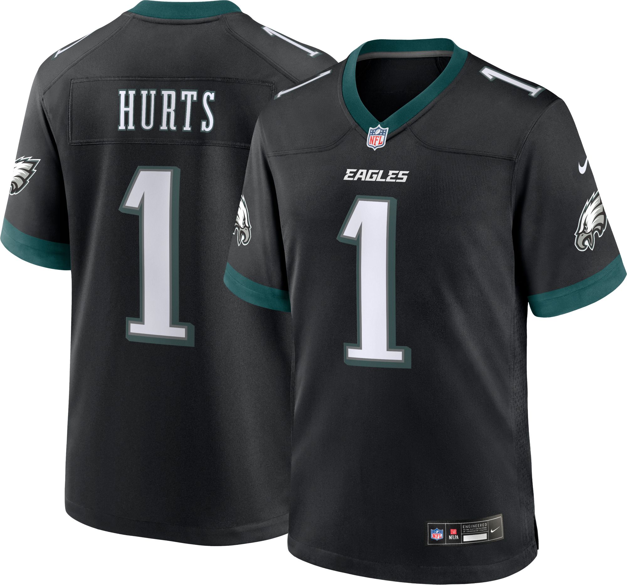 Nike Men's Philadelphia Eagles Jalen Hurts #1 Alternate Black Game Jersey product image