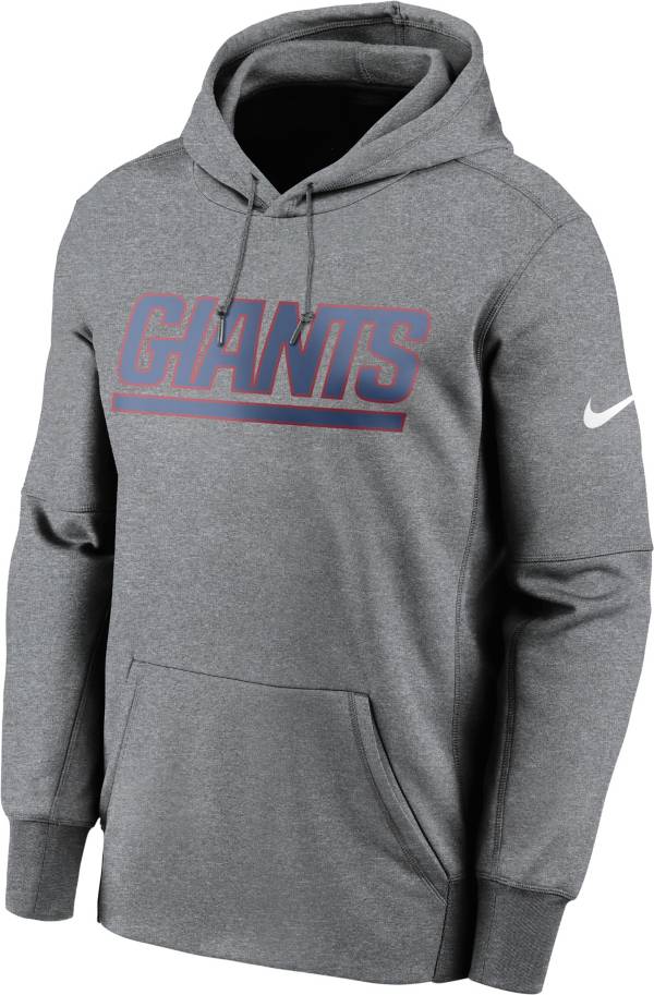 Nike Men's New York Giants Therma-FIT Wordmark Dark Grey Heather Hoodie ...