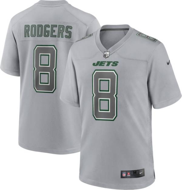 Nike Men's New York Jets Aaron Rodgers #8 Atmosphere Grey Game