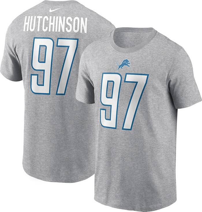 Nike Men's Detroit Lions Aidan Hutchinson #97 Grey T-Shirt