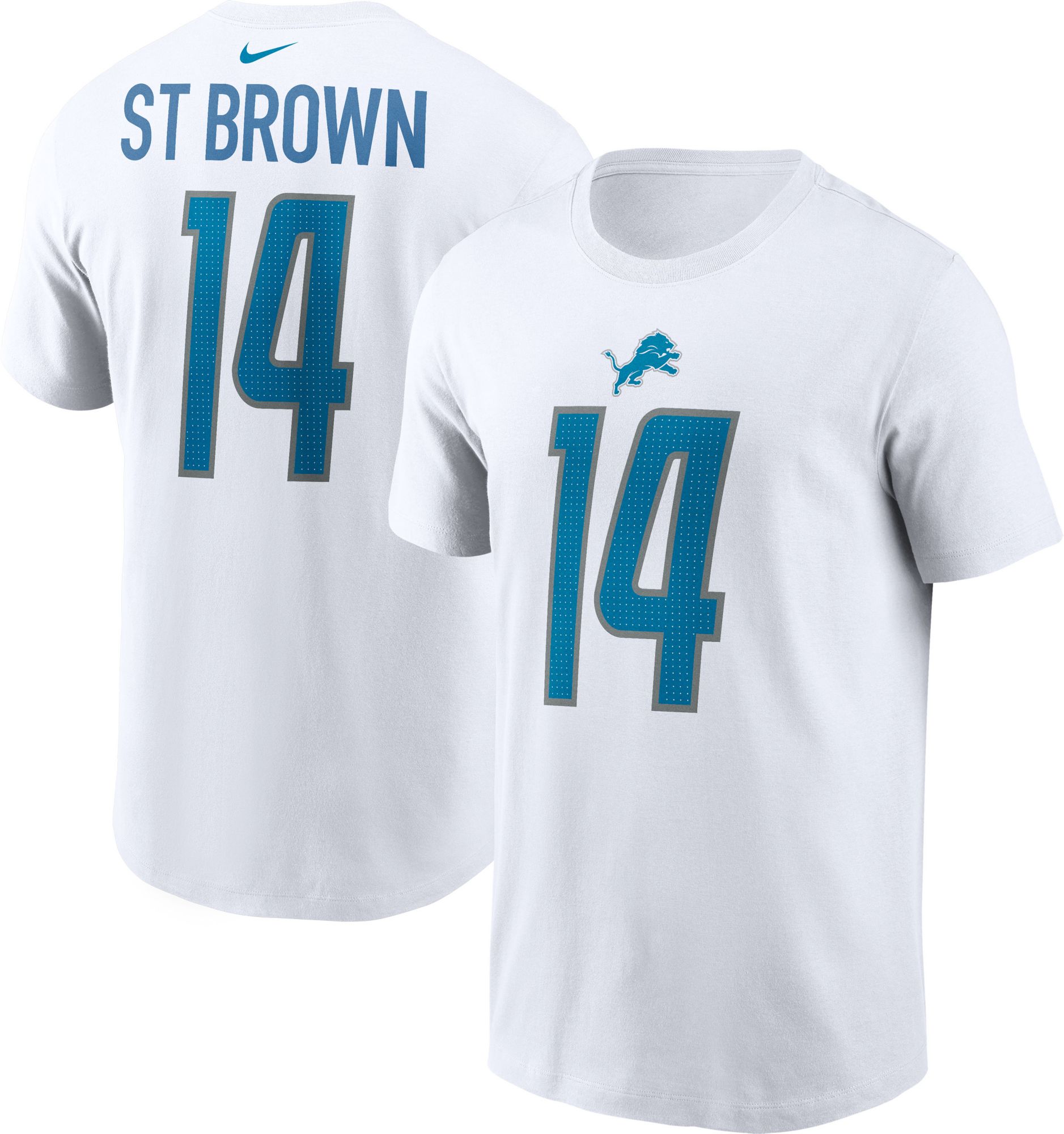 Nike Men's Detroit Lions Amon-Ra St. Brown #14 White T-Shirt