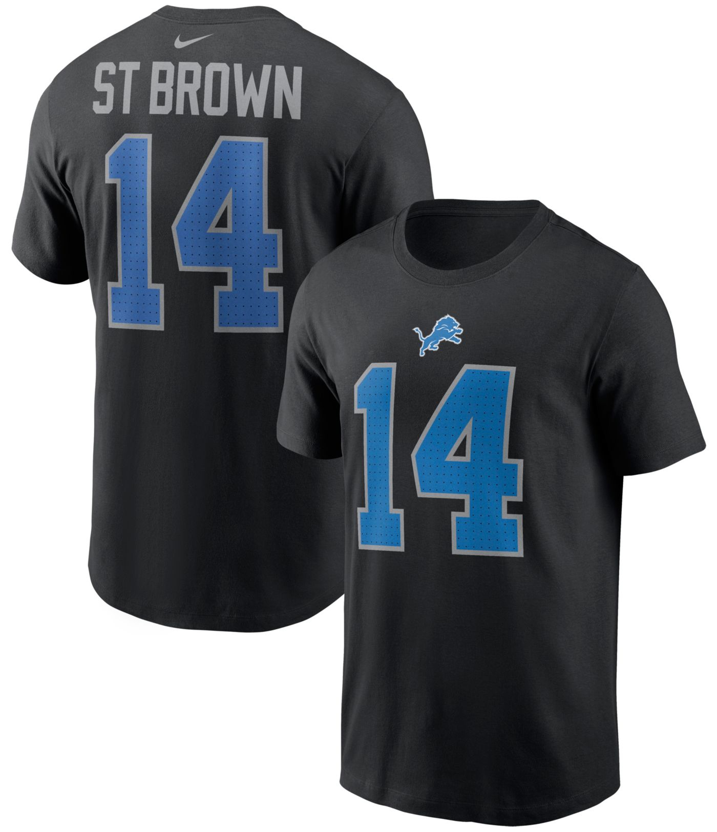 Nike Men s Detroit Lions Amon Ra St. Brown 14 Black T Shirt Dick s Sporting Goods