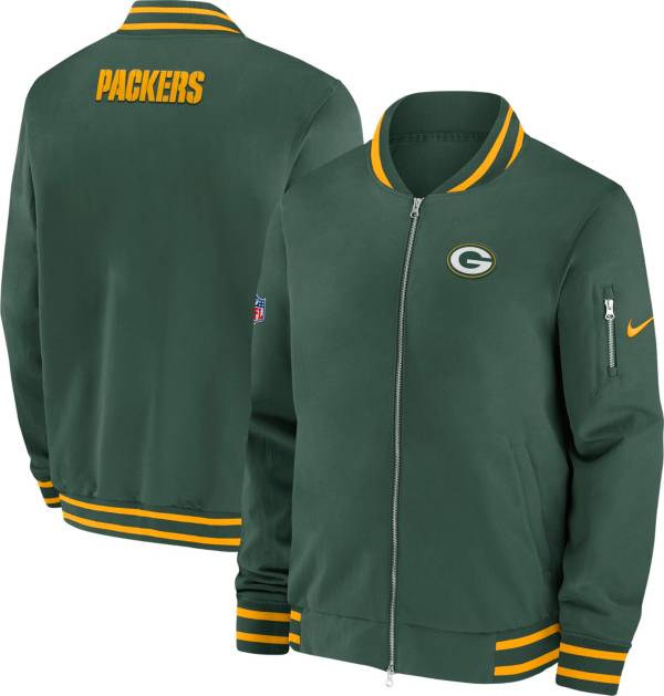 Nike Men's Green Bay Packers Sideline Coaches Fir Full-Zip Bomber ...