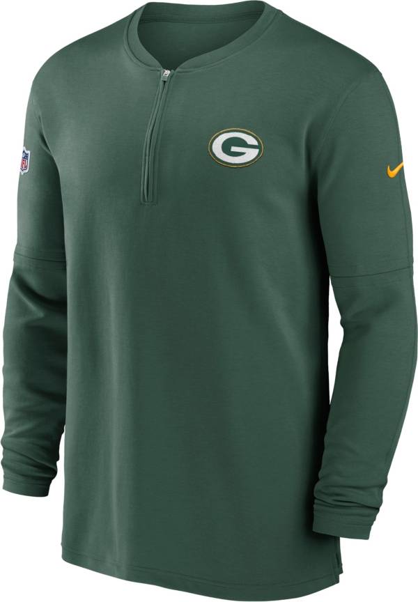 Nike Men's Green Bay Packers Sideline Green Half-Zip Long Sleeve Top ...