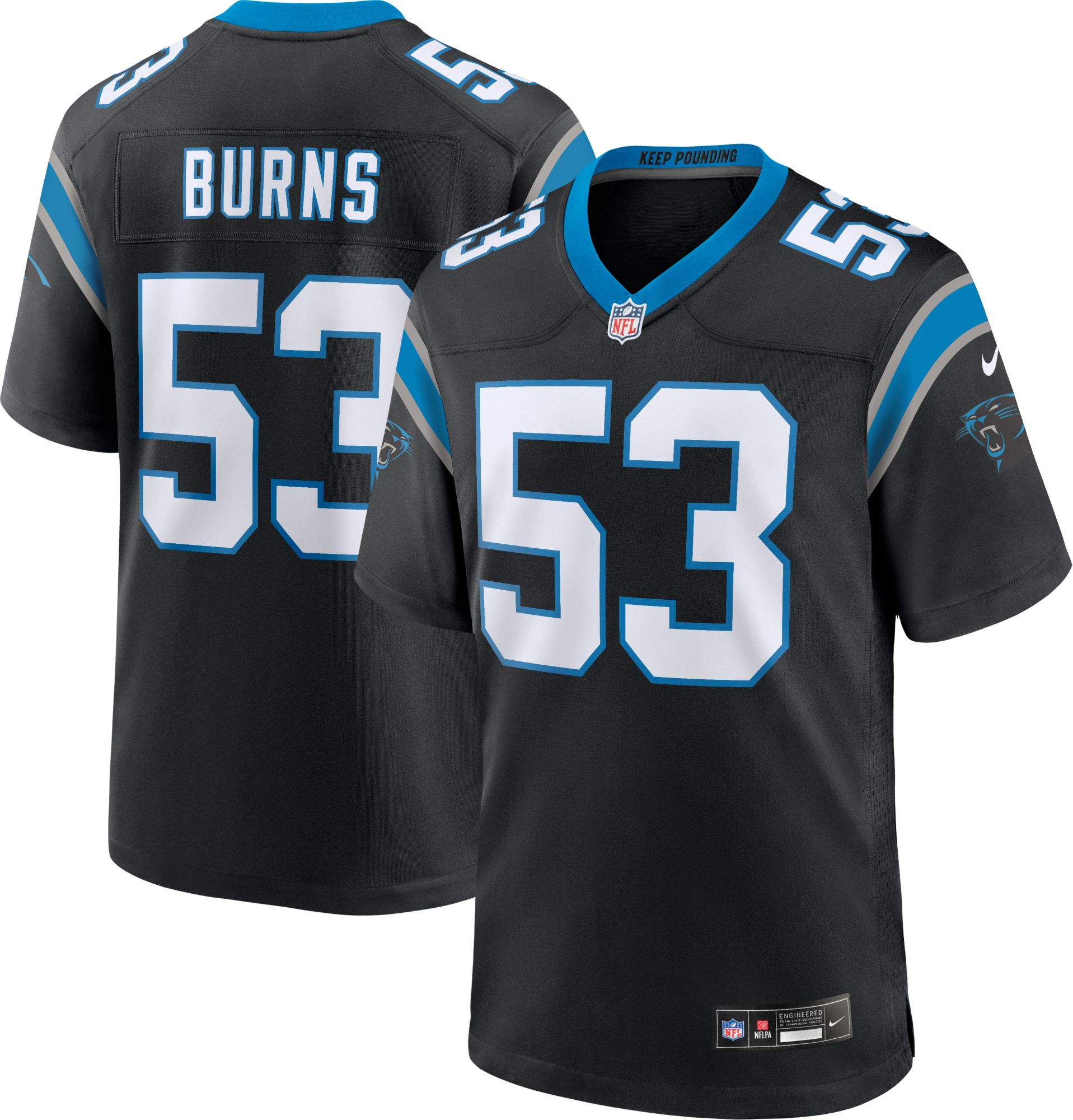 Nike Carolina Panthers No53 Brian Burns Black Team Color Men's Stitched NFL Elite Jersey