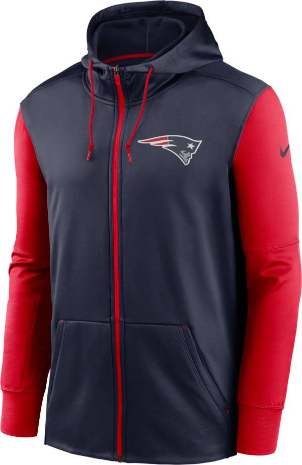 Women's Mitchell & Ness Royal/Red New England Patriots Color Block Pullover  Sweatshirt