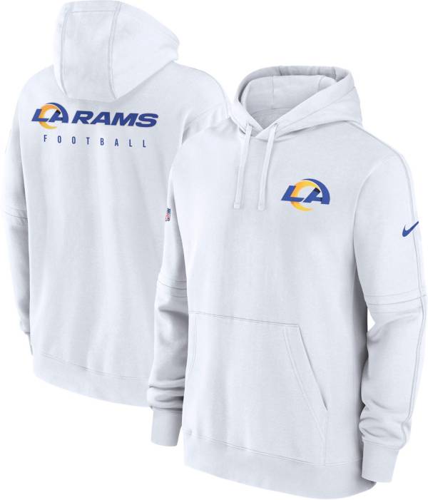 Nike Men's Los Angeles Rams 2023 Sideline Club White Pullover Hoodie