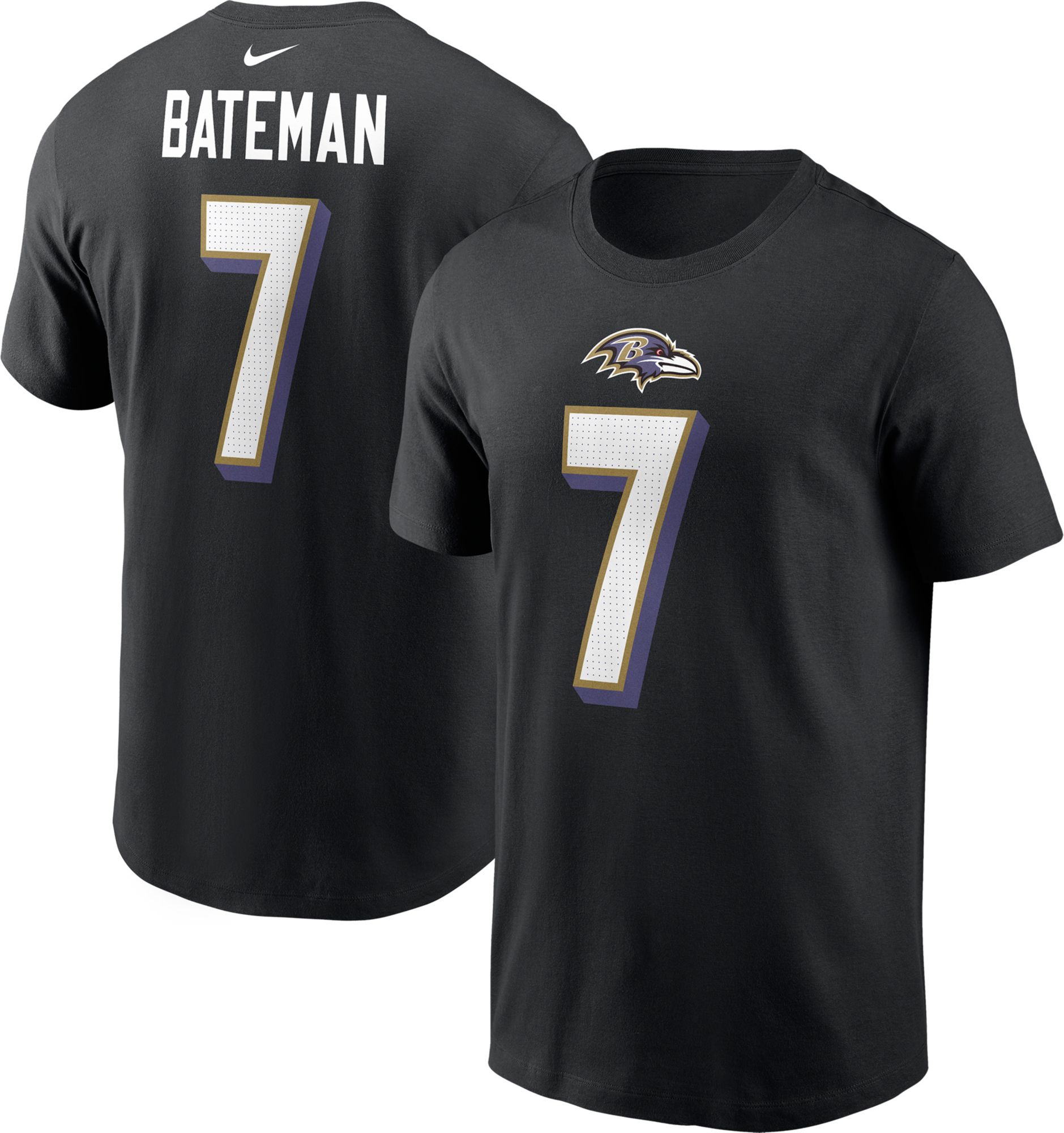 Nike Men's Baltimore Ravens Rashod Bateman #7 Black T-Shirt product image
