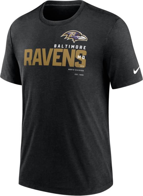 Nike Men's Baltimore Ravens Team Name Heather Black Tri-Blend T-Shirt ...