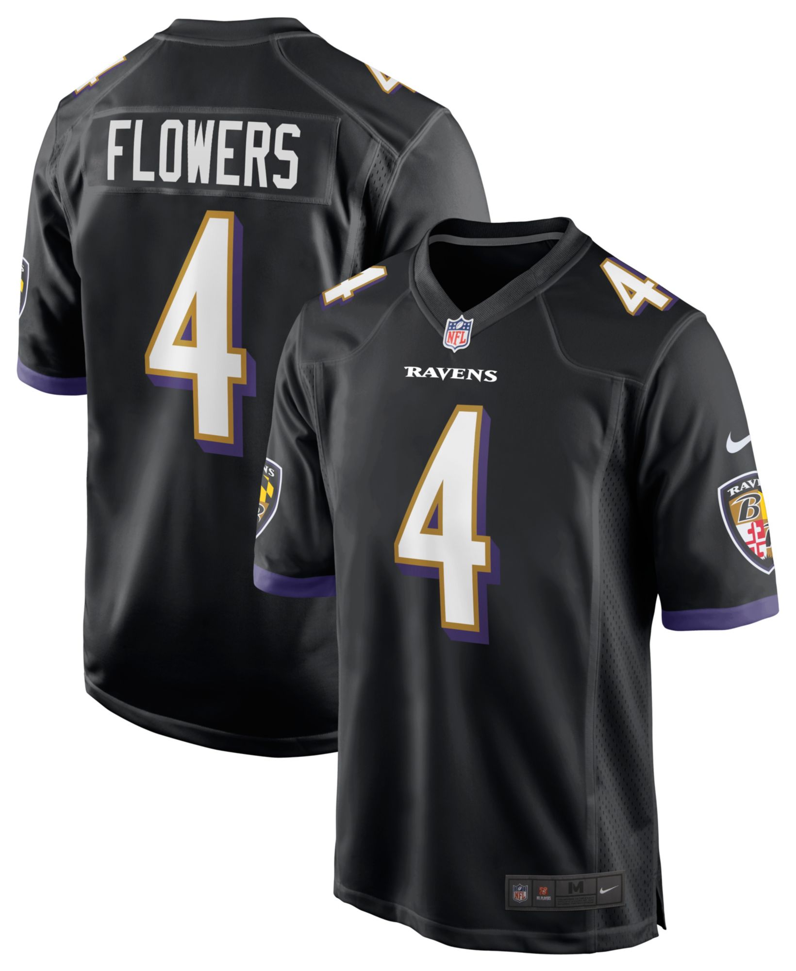 Nike Men's Baltimore Ravens Zay Flowers #4 Alternate Black Game Jersey product image