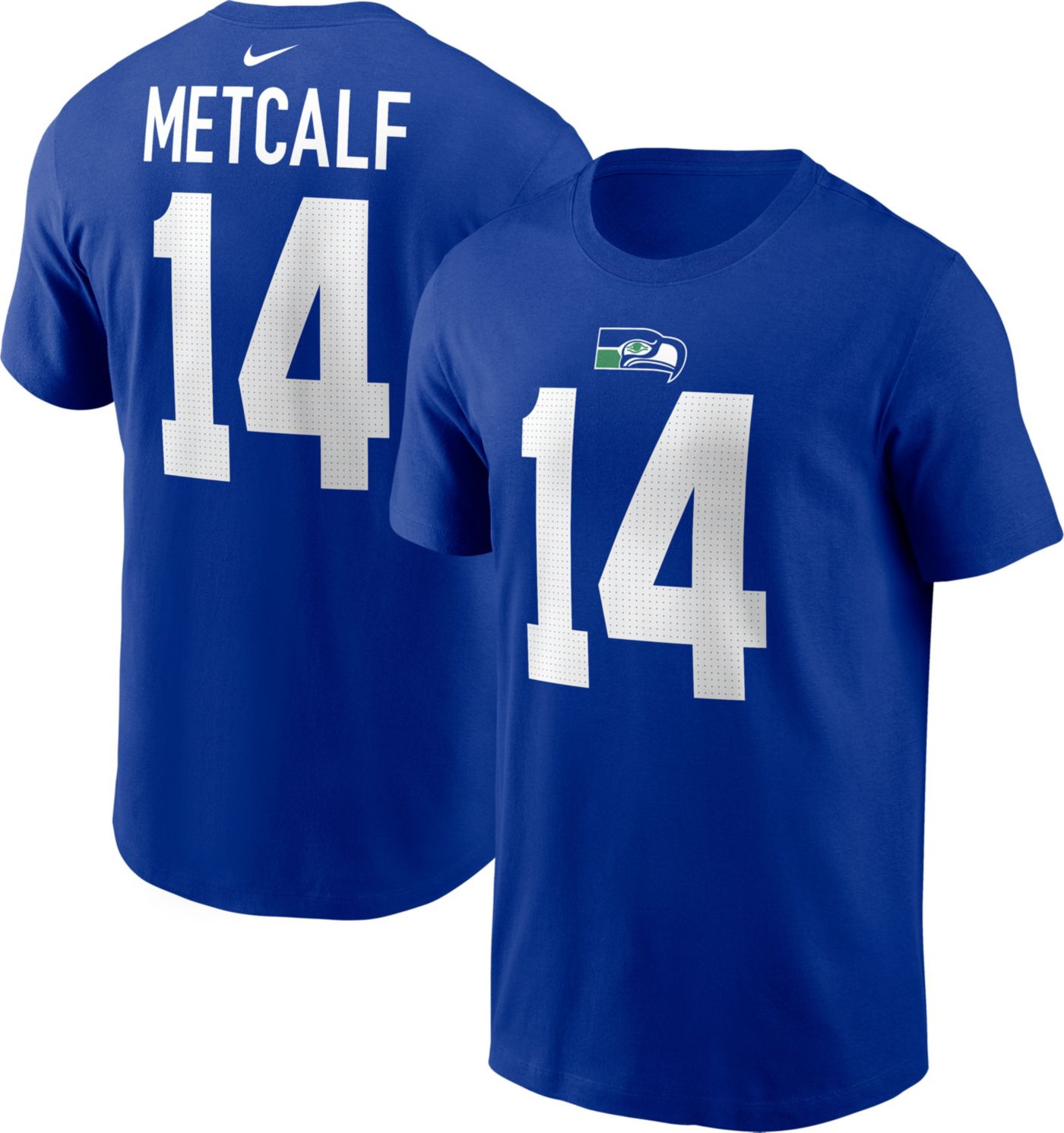 Nike Men s Seattle Seahawks DK Metcalf 14 Throwback Blue T Shirt Dick s Sporting Goods