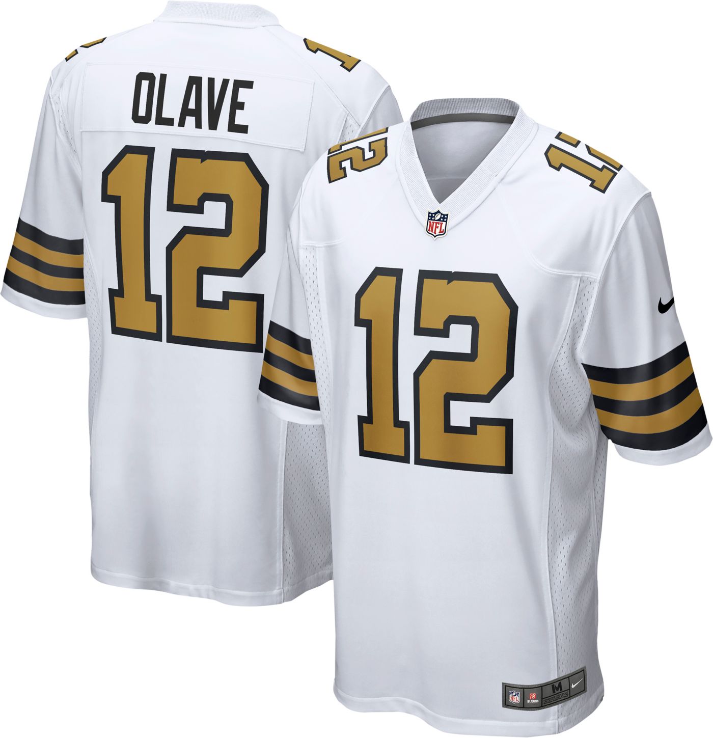 Nike Men s New Orleans Saints Chris Olave 12 White Game Jersey Dick s Sporting Goods